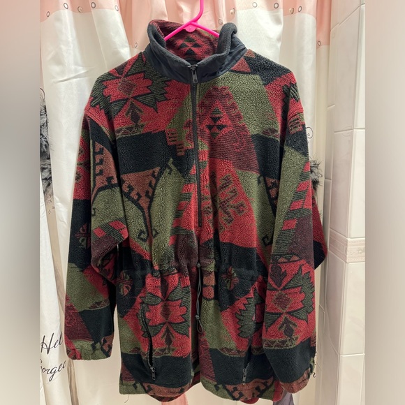 Women’s Vintage Early Winters 3/4 zip fleece jacket. Geometric pattern. Medium. - Picture 2 of 5